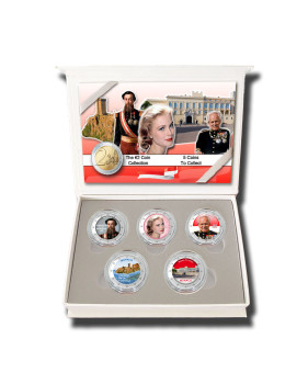 2 Euro Coloured Coin Set of 5 in Presentation Box - Monaco