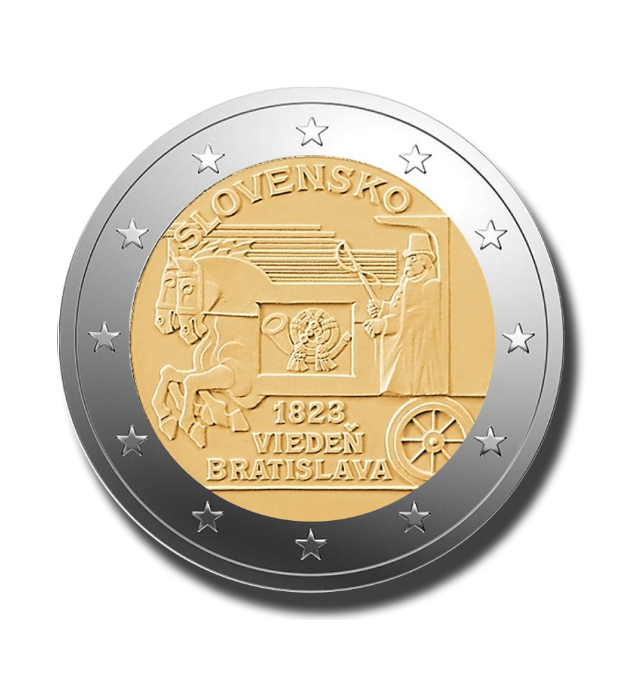 2023 Slovakia Express Mail Between Vienna and Bratislava 2 Euro Coin