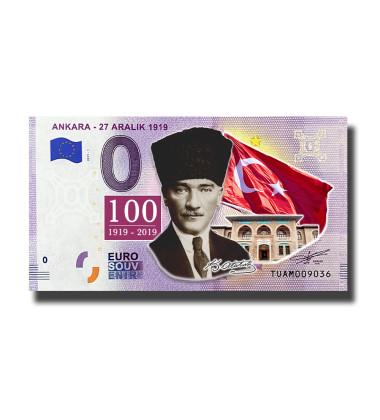0 Euro Souvenir Banknote Ankara 27 Aralik 1919 Colour Turkey TUAM 2019-1