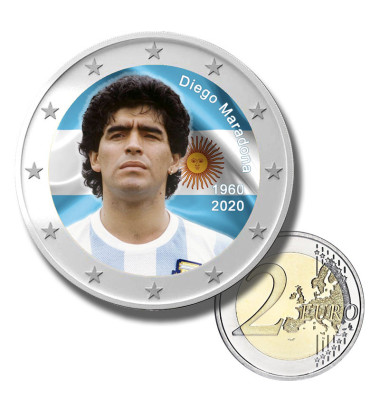 2 Euro Coloured Coin Set of 5 in Presentation Box - Football Stars