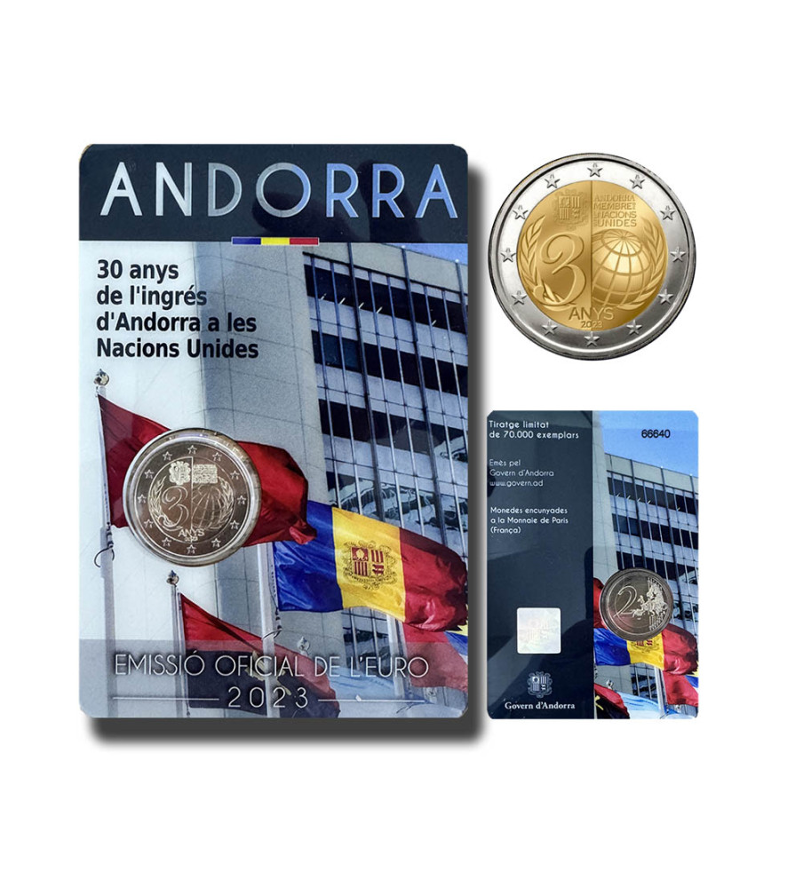 2023 Andorra 30th Anniversary of Accession to the UN 2 Euro Coin