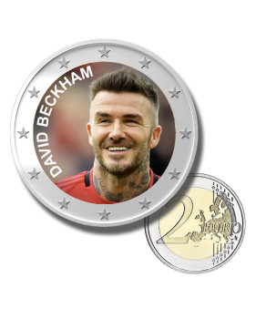 2 Euro Coloured Coin Football Star - David Beckham