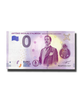 0 Euro Souvenir Banknote Antonio Nicolau D'Almeida Portugal MEAP 2019-3