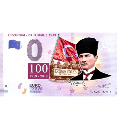 0 Euro Souvenir Banknote Thematic Ataturk Colour Turkey Set of 6
