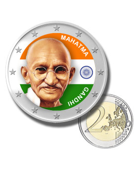 2 Euro Coloured Coin India - Mahatma Gandhi