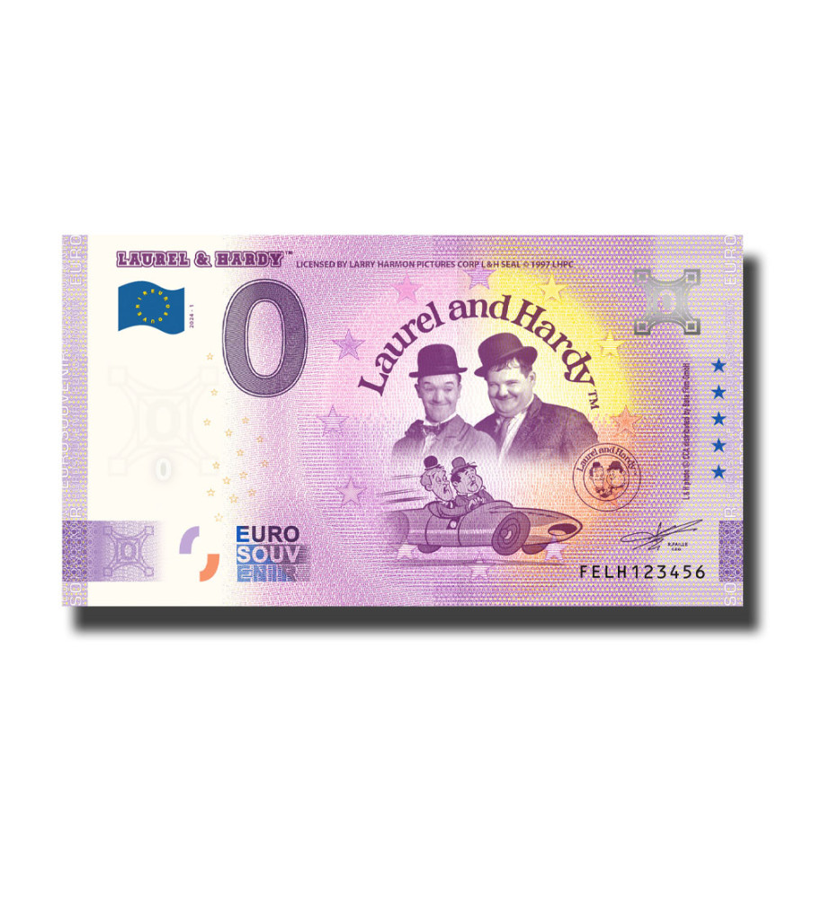 0 Euro Souvenir Banknote Laurel & Hardy Malta FELH 2024-1