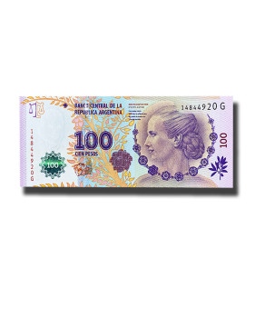 2012 Argentina 100 Pesos Banknote Maria Eva Duarte De Peron P358 Uncirculated