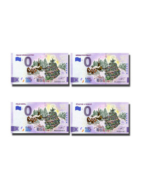 0 Euro Souvenir Banknote Thematic Merry Christmas in Europe - Colour Set of 4