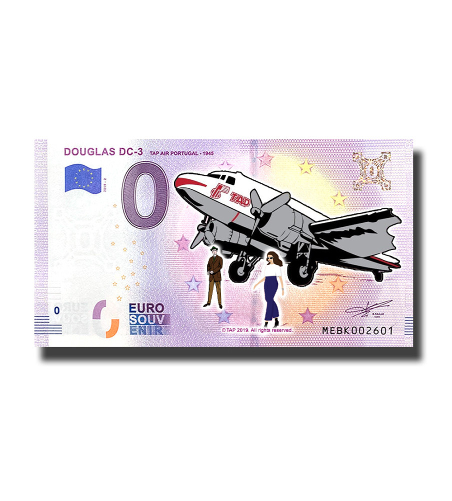 0 Euro Souvenir Banknote Douglas DC-3 TAP Air Colour Portugal MEBK 2019-2