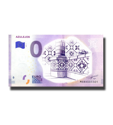 0 Euro Souvenir Banknote Azulejos Colour Portugal MEBX 2019-1