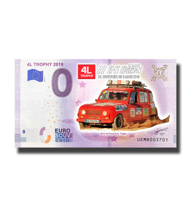 0 Euro Souvenir Banknote 4L Trophy Colour France UEMR 2019-1