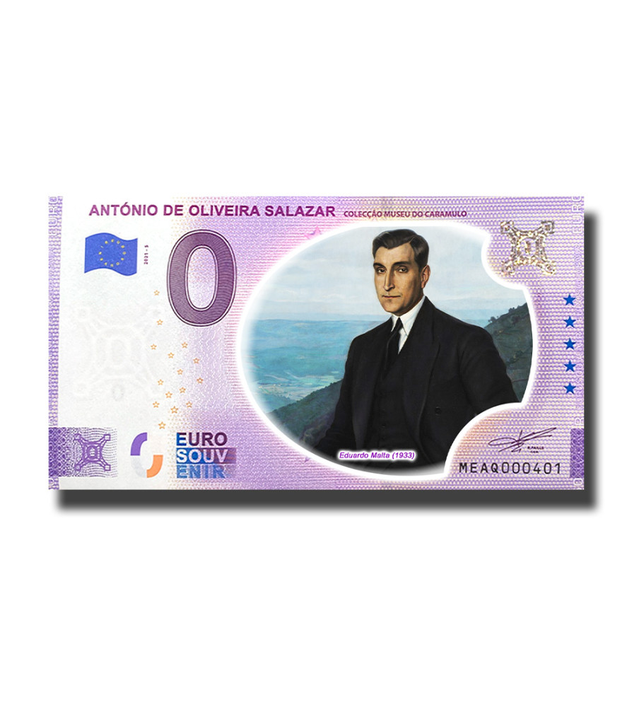 0 Euro Souvenir Banknote Antonio De Oliveira Salazar Colour Portugal MEAQ 2021-5