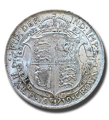 1916 British Silver Half Crown 2.5 Shillings King George VI Coin