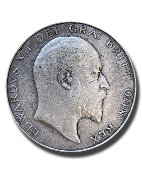 1903 British Silver Half Crown Edward VII Coin