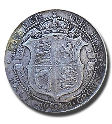 1903 British Silver Half Crown Edward VII Coin