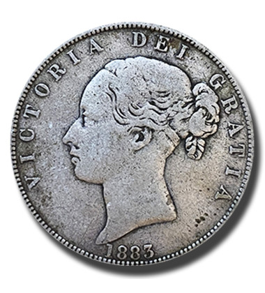 1883 British Silver Half Crown 2 Shillings 6 Pence Queen Victoria Coin