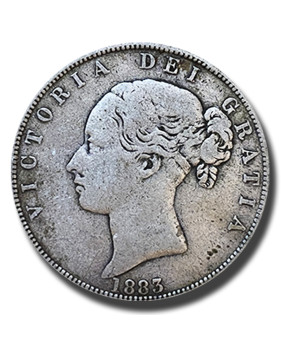 1883 British Silver Half Crown Queen Victoria Coin