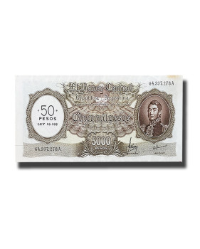 1969-1971 Argentina 50 Pesos Overprint On 5000 Pesos Banknote General José de San Martín P285 Extra Fine