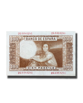 1953 Spain 100 Pesetas Banknote Julio Romero de Torres P145 UNC