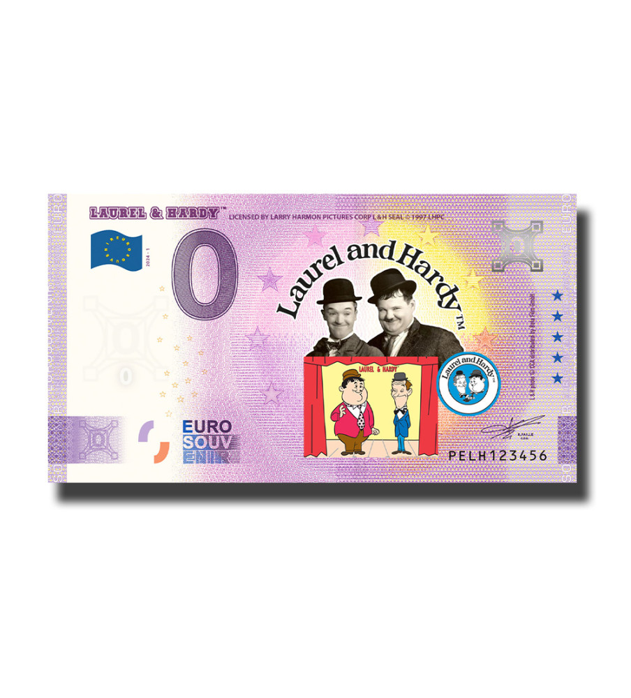 0 Euro Souvenir Banknote Laurel & Hardy Colour Netherlands PELH 2024-1