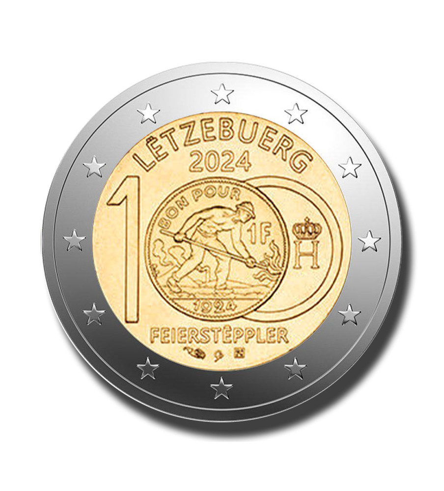 2024 Luxembourg 100th Ann of the Introduction of Feierstëppler Franc Coins 2 Euro Coin
