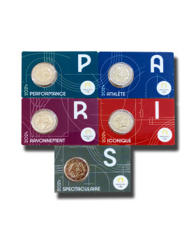 2024 France Olympic Games Paris 2024 2 Euro Coin Card Set of 5
