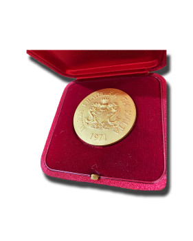 1971 Malta Philatelic Exhibition Medal in Box Gold Gilt
