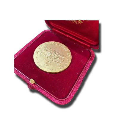 1974 Malta Philatelic Exhibition Medal in Box Gold Gilt