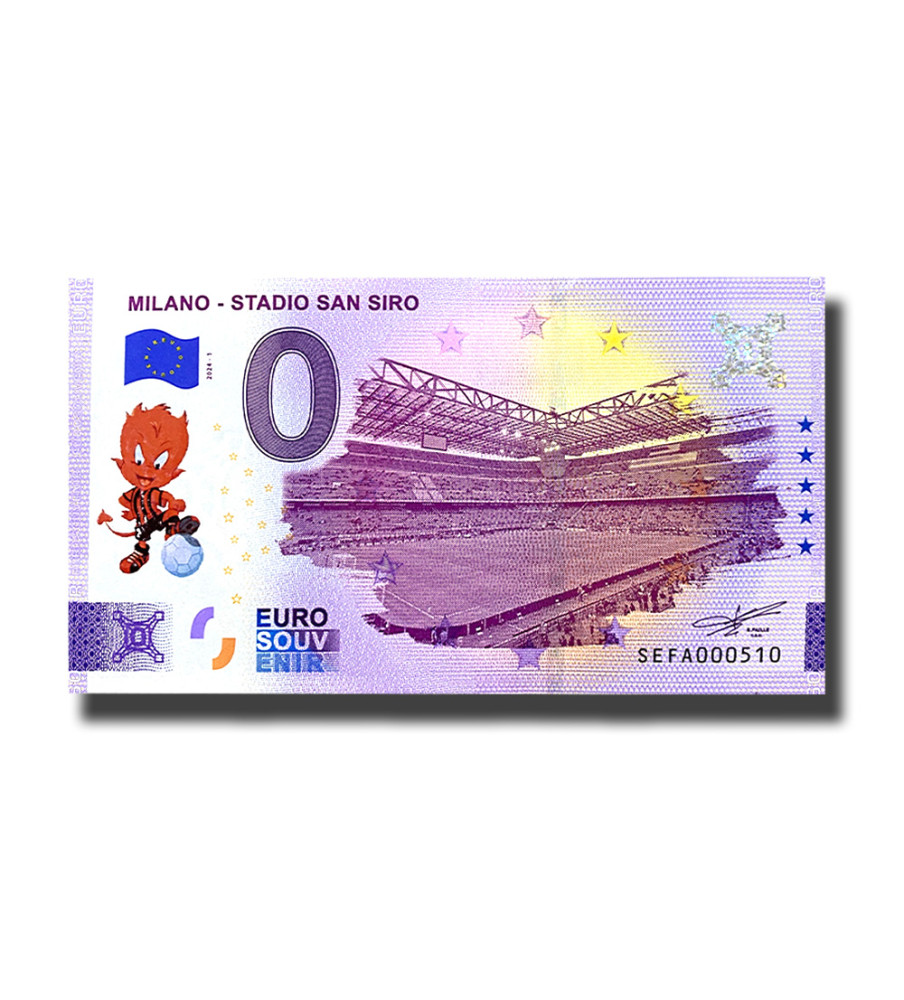 0 Euro Souvenir Banknote Milano Stadio San Siro Diavolo Milan Colour Italy SEFA 2024-1