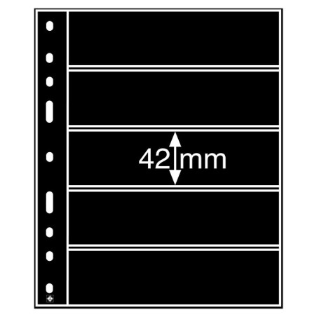 Leuchtturm Plastic Pocket Optima, 5-waydivision, black Pack of 10