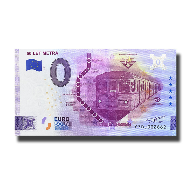 0 Euro Souvenir Banknote 50 Let Metra Czech Republic CZBJ 2024-1