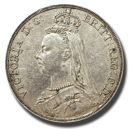 1890 British Silver Crown 5 Shillings Victoria Coin