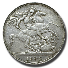 1900 British Silver Crown 5 Shillings Victoria Coin