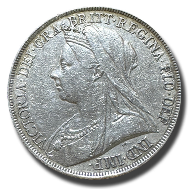 1893 British Silver Crown 5 Shillings Victoria Coin