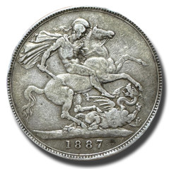 1887 British Silver Crown 5 Shillings Victoria Coin