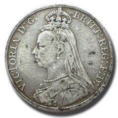 1887 British Silver Crown 5 Shillings Victoria Coin