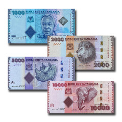Tanzania 1000 2000 5000 10000 Shilling Set of 4 Banknote Uncirculated
