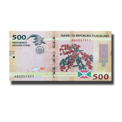 Burundi 500 Francs Cinq Cents Banknote Uncirculated