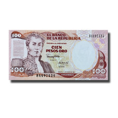 1989 Colombian 100 Pesos Oro Banknote Uncirculated