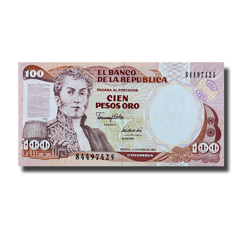 1989 Colombia 100 Pesos Oro Banknote Uncirculated