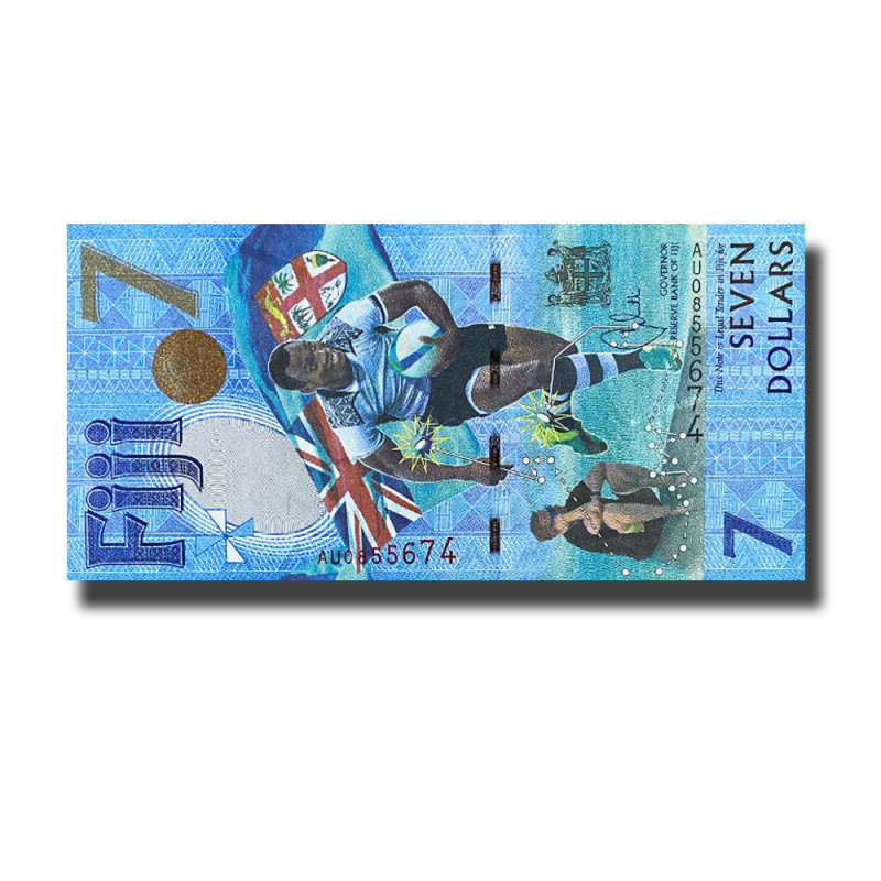 Fiji 7 Dollars Rugby Banknote Uncirculated