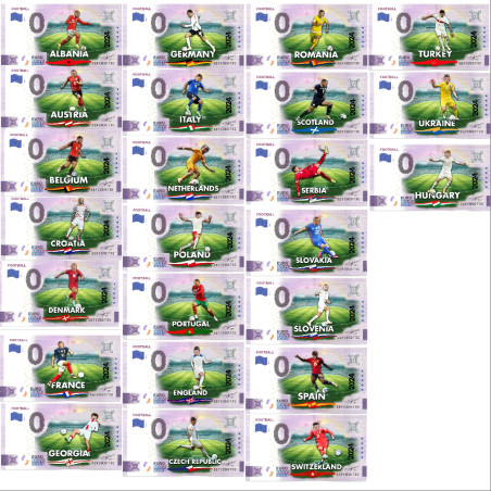 0 Euro Souvenir Banknote Football-Set of 24 Colour Italy SEFC 2024-1