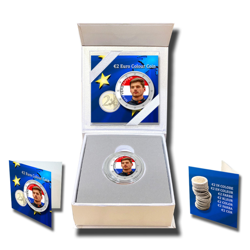2 Euro Coloured Coin Single box Racing Driver - Max Verstappen