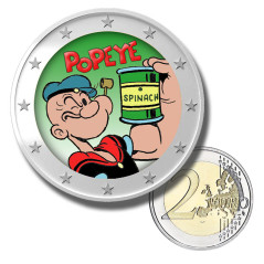 2 Euro Coloured Coin Single box Popeye the Sailor Man