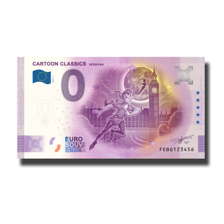 0 Euro Souvenir Banknote Cartoon Classics- Peter Pan Malta FEBG 2024-2