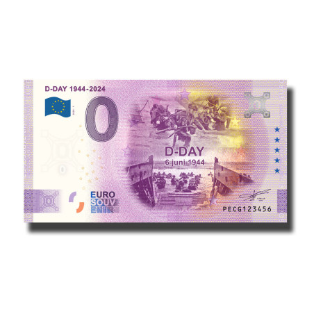 0 Euro Souvenir Banknote D-DAY 1944-2024 Netherlands PECG 2024-1