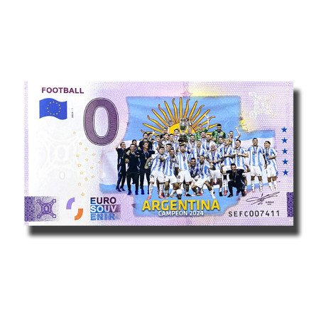 0 Euro Souvenir Banknote Football Argentina Campeon 2024 Colour Italy SEFC 2024-1