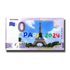 0 Euro Souvenir Banknote Specimen Paris 2024-1 Colour Italy 2021-1