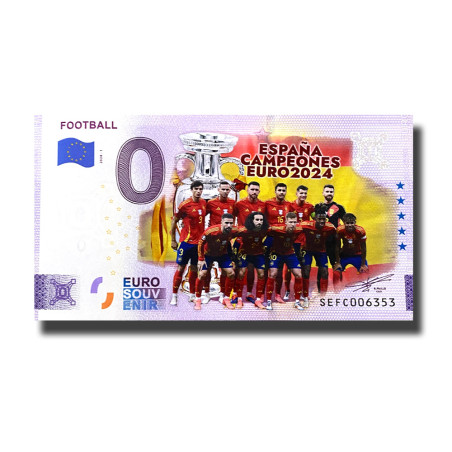 0 Euro Souvenir Banknote Football España Campeones Euro 2024-2 Colour Italy SEFC 2024-1