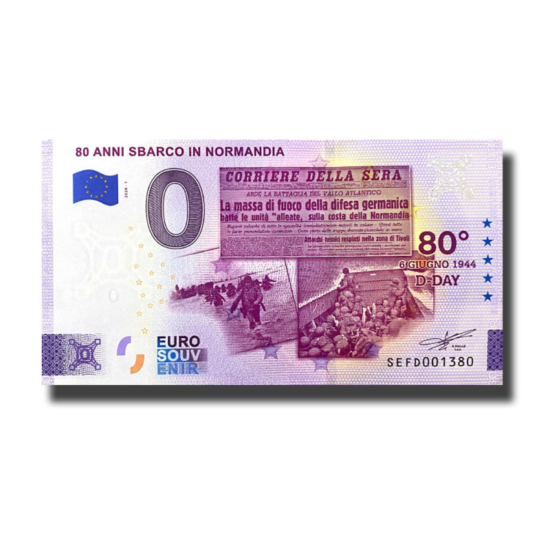 0 Euro Souvenir Banknote 80 Anni Sbarco in Normandia Italy SEFD 2024-1